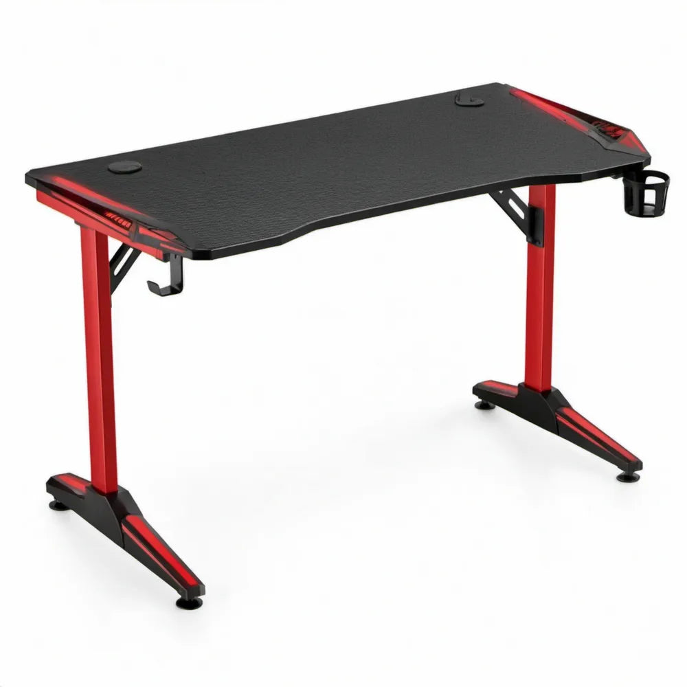 Gamingbureau 120 x 60 x 75 cm - Zwart/Rood - MDF met PVC-folie en stalen frame