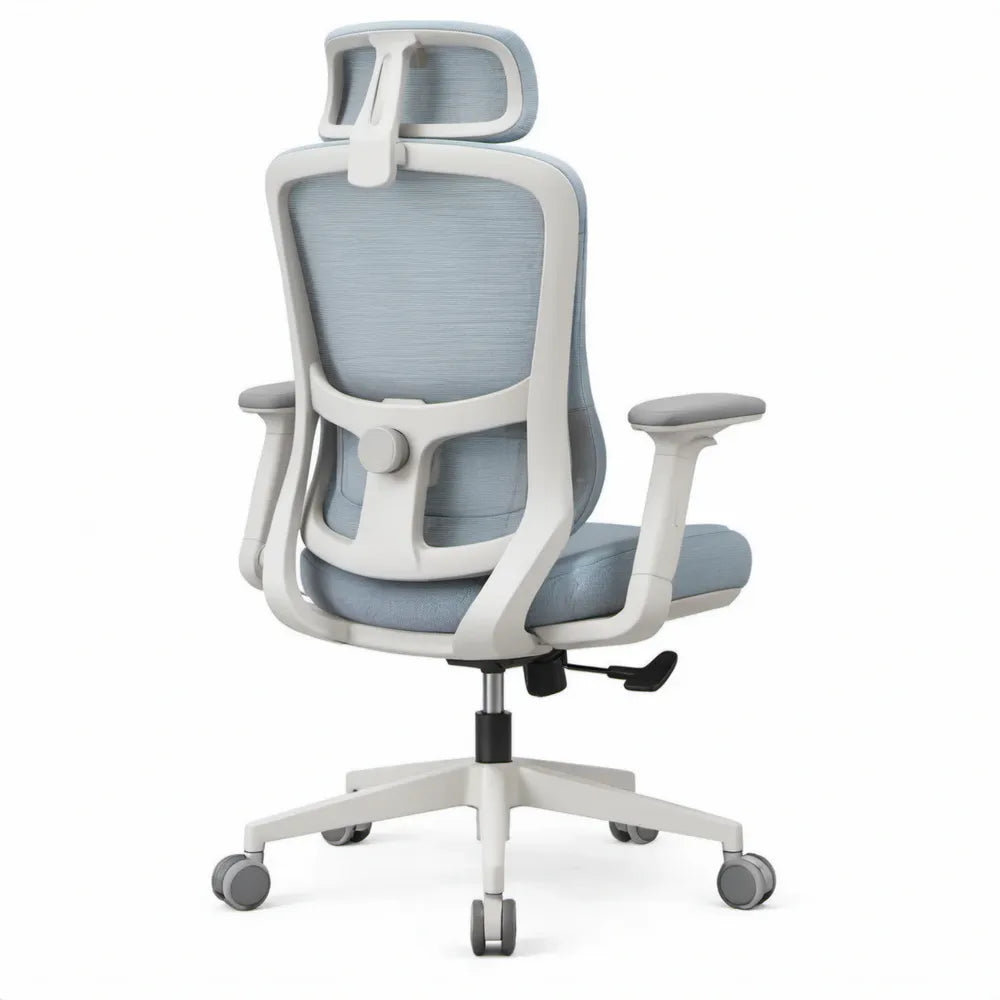 Ergonomische bureaustoel met hoofdsteun en lendensteun, lichtgrijs/wit, 66 x 68 x 118-128 cm