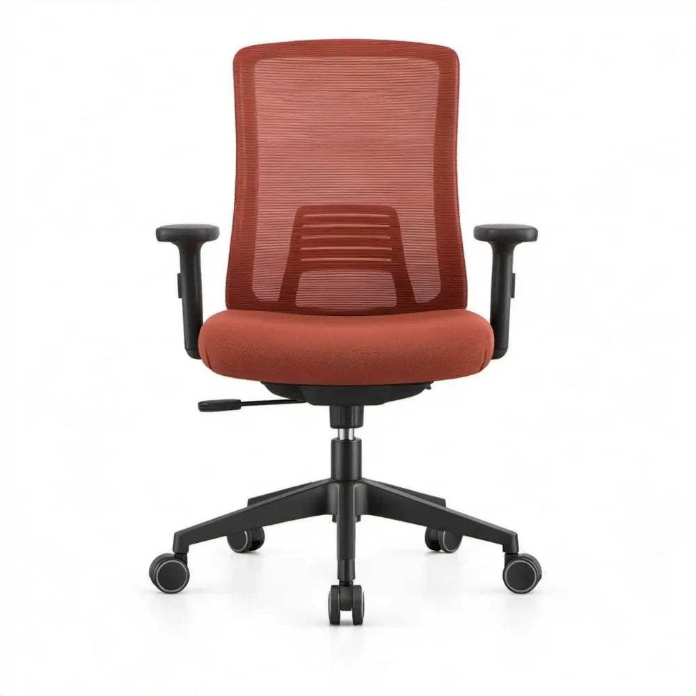 Ergonomische bureaustoel rood/zwart met verstelbare armleuningen en wielen, 64 x 64 x 96-106 cm