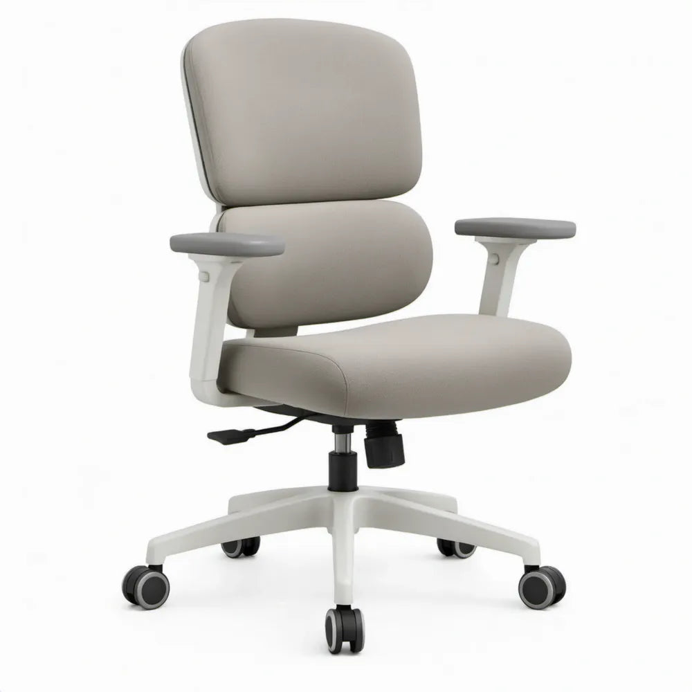 Ergonomische draaistoel met verstelbare armleuningen, lichtgrijs/donkergrijs, 64 x 64 x 98-108 cm