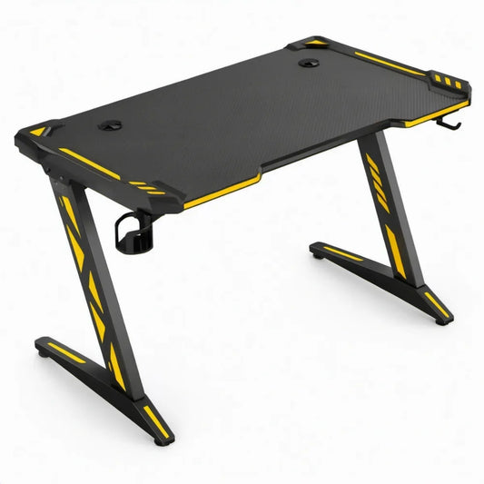 Gamingbureau 120 x 60 x 75 cm Zwart/Geel met MDF Werkblad en Stalen Frame