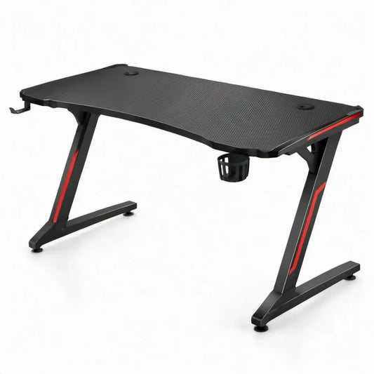 Gamingbureau 120 x 60 x 75 cm Zwart/Rood met MDF-blad, Stalen Frame en Kabelbeheer