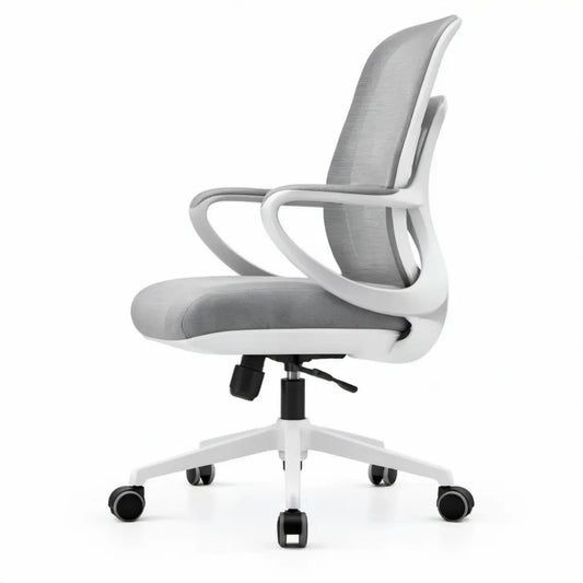Ergonomische bureaustoel met wielen, grijs/wit/zwart, 62 x 62 x 91-101 cm