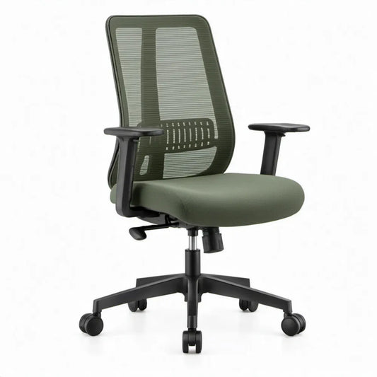 Ergonomische bureaustoel groen/zwart met verstelbare armleuningen en lendensteun, 64 x 64 x 115-125 cm