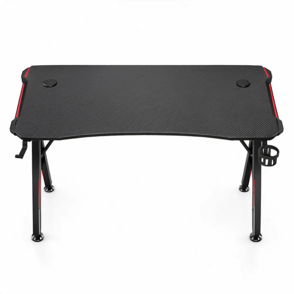 Zwart/Rood MDF met Stalen Frame, Bekerhouder en Koptelefoonhaak, 120 x 60 x 75 cm
