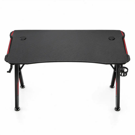 Zwart/Rood MDF met Stalen Frame, Bekerhouder en Koptelefoonhaak, 120 x 60 x 75 cm